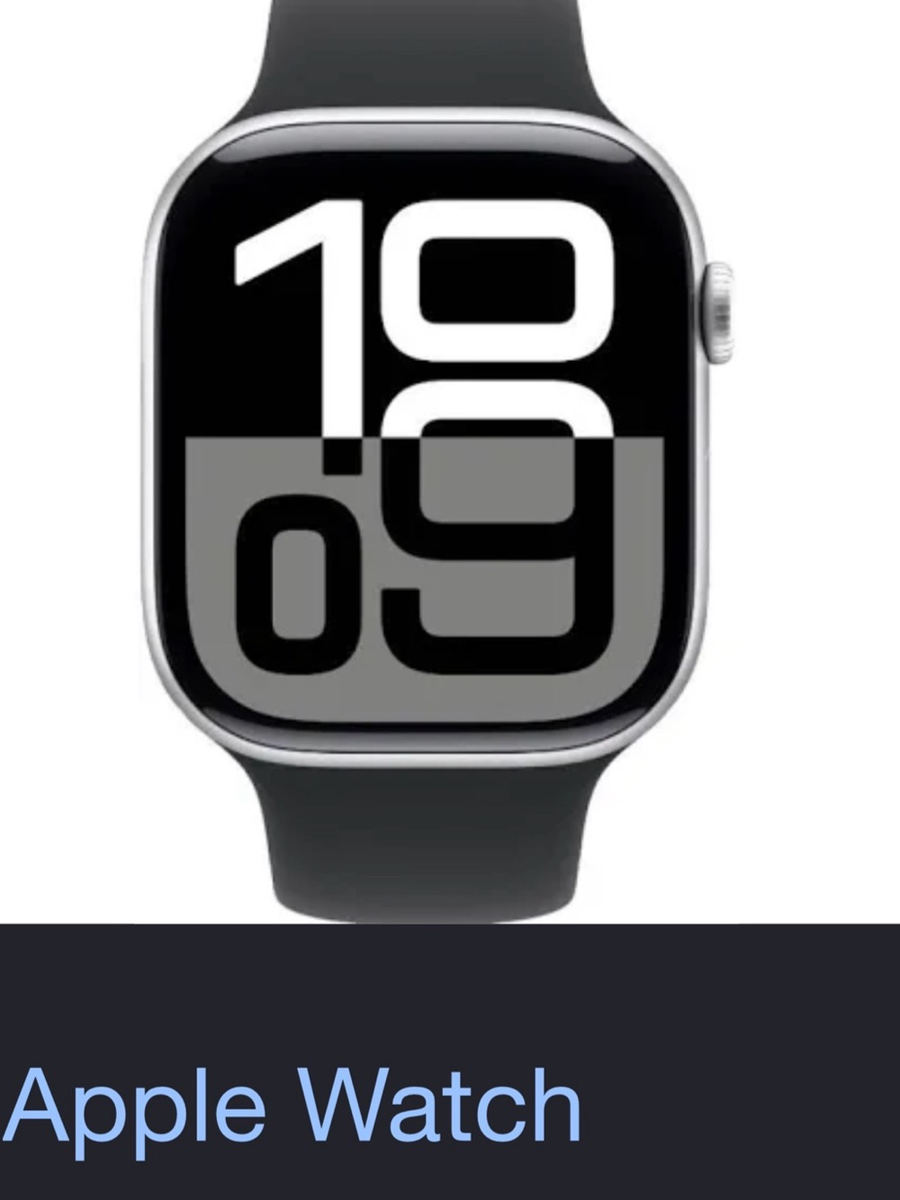 Apple Watch — Black Band, Silver Case
